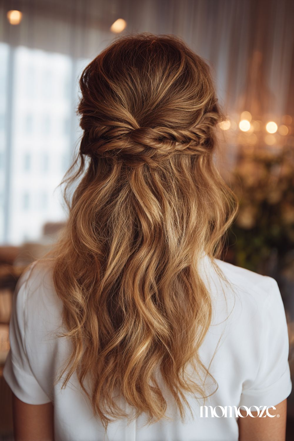 Honey Blonde Half Updo With Braids — Christmas Hair Styles