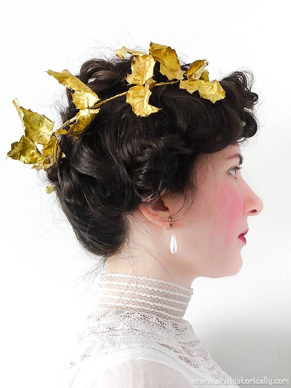 Vintage Updo With Golden Leaf Crown — Christmas Hair Styles