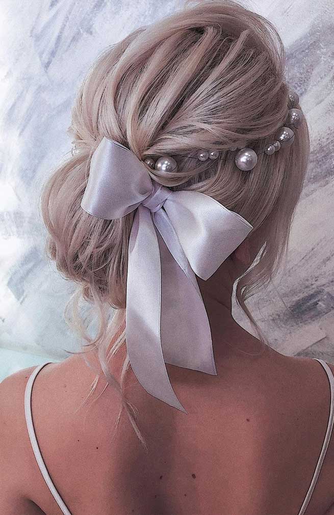 Ash Blonde Loose Updo With Pearl Accents — Christmas Party Hairstyles