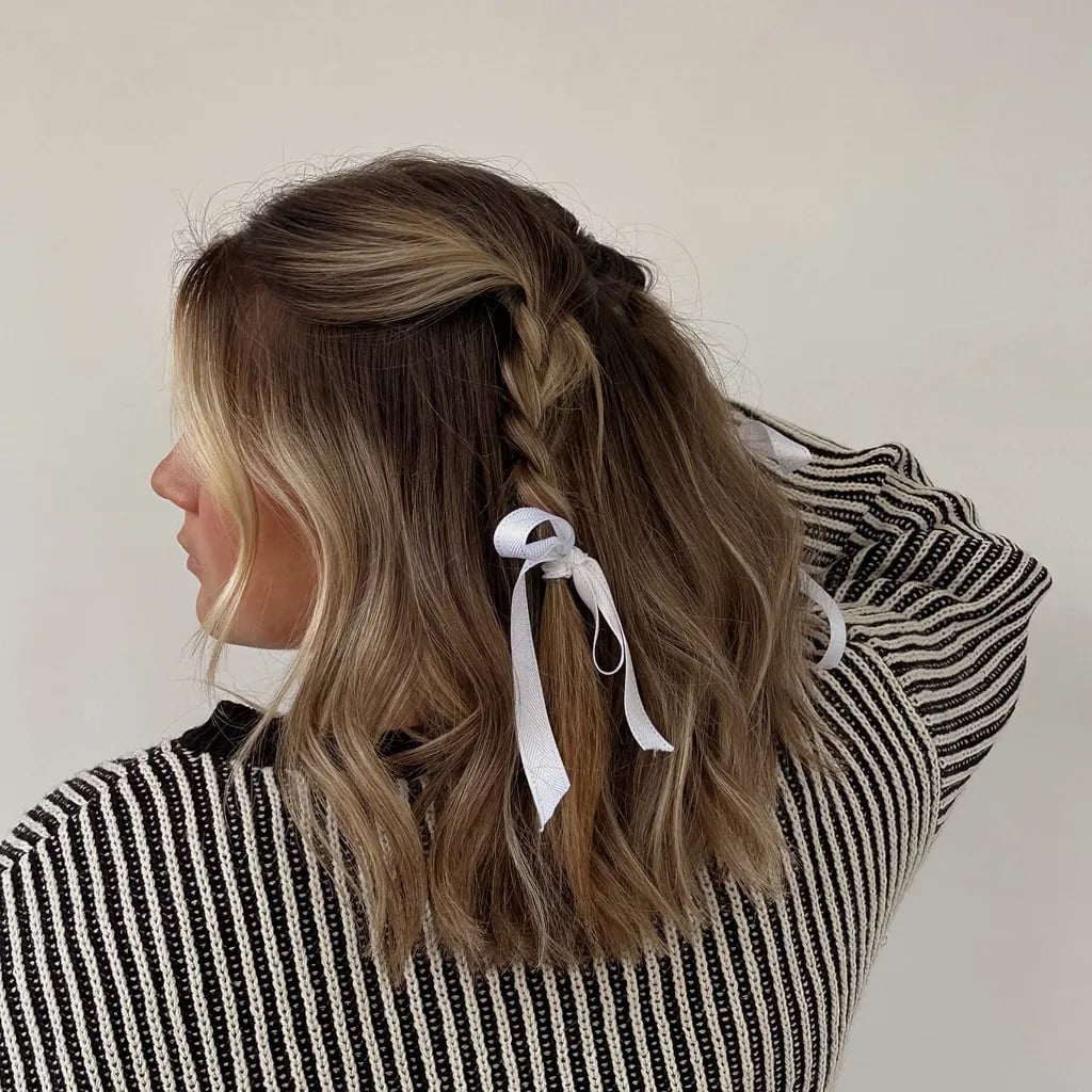 Collarbone Waves With Braid And White Ribbon — Christmas Party Hairstyles