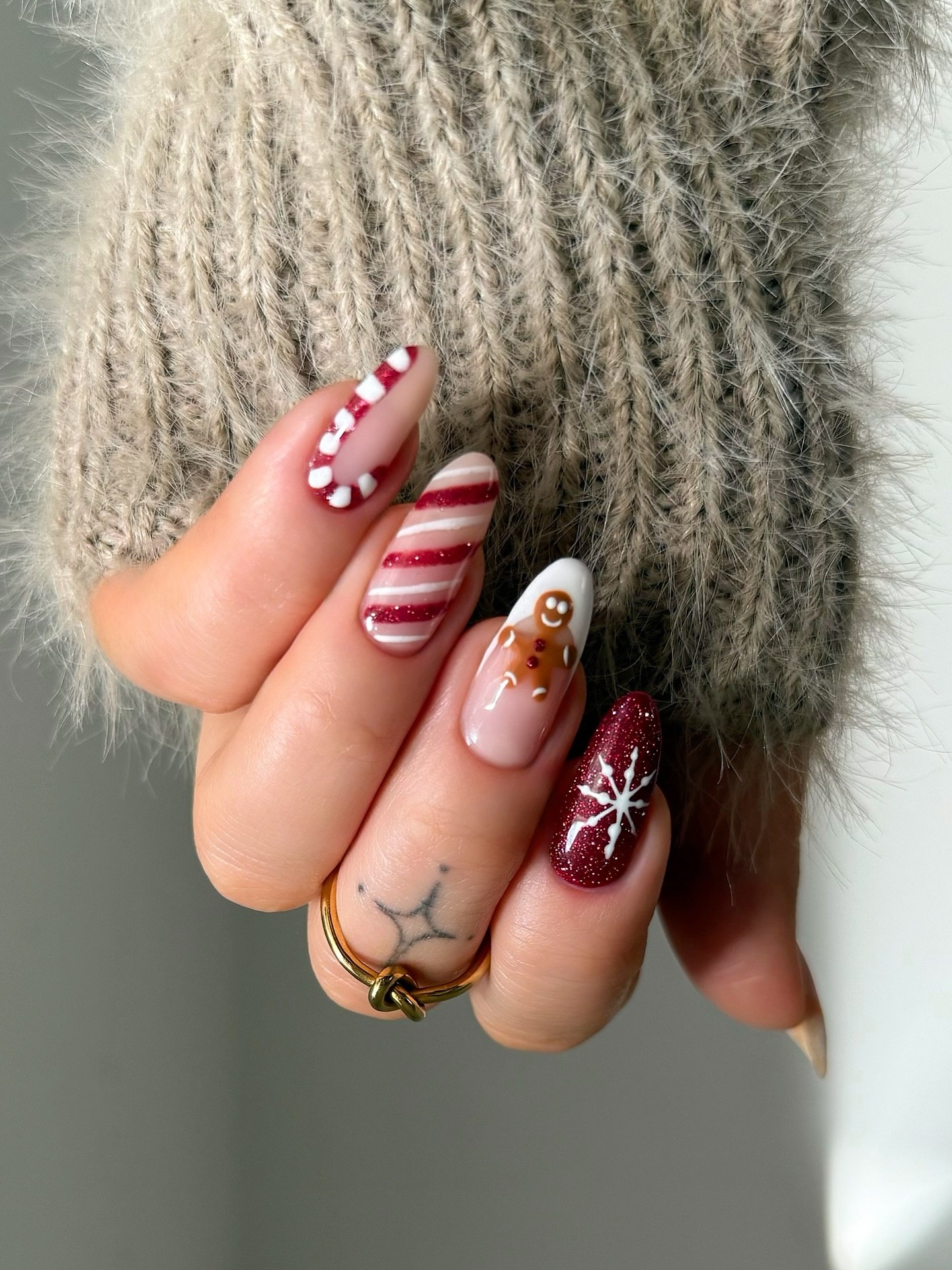 Classic Christmas Character Almond Nails