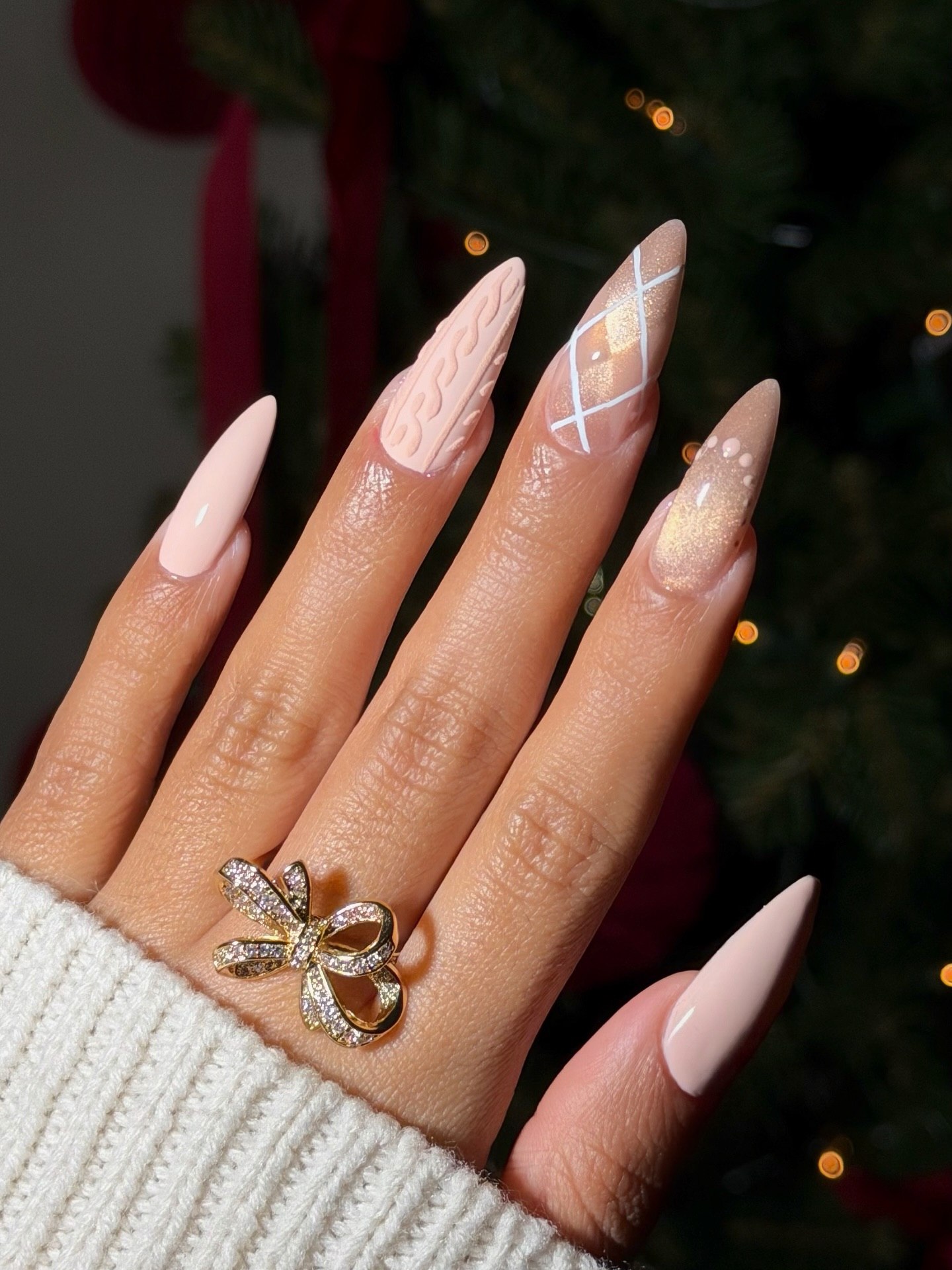 Cozy Cable Knit Sweater Almond Nails