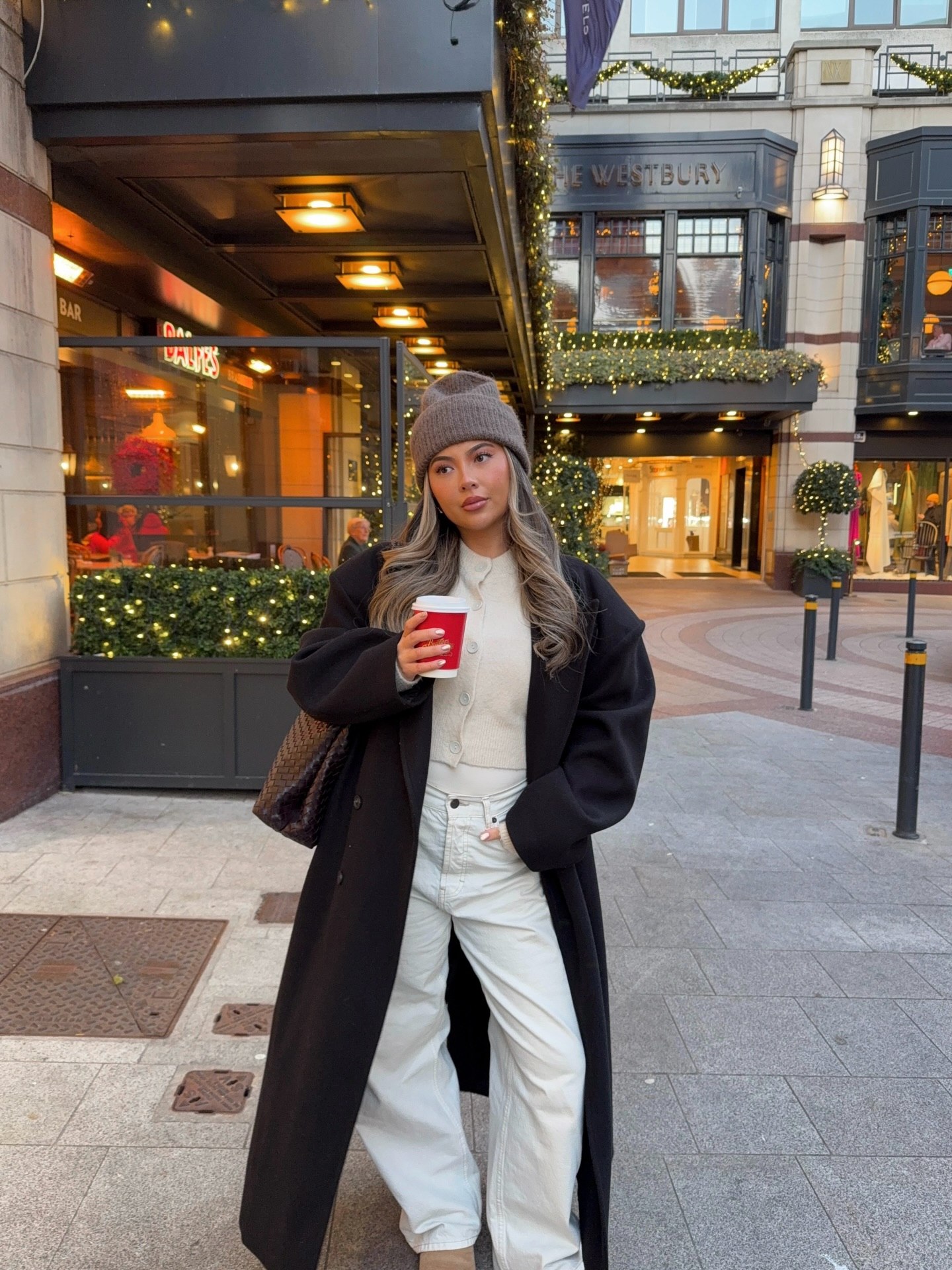 Festive Bow Sweater With Red Corduroy Pants