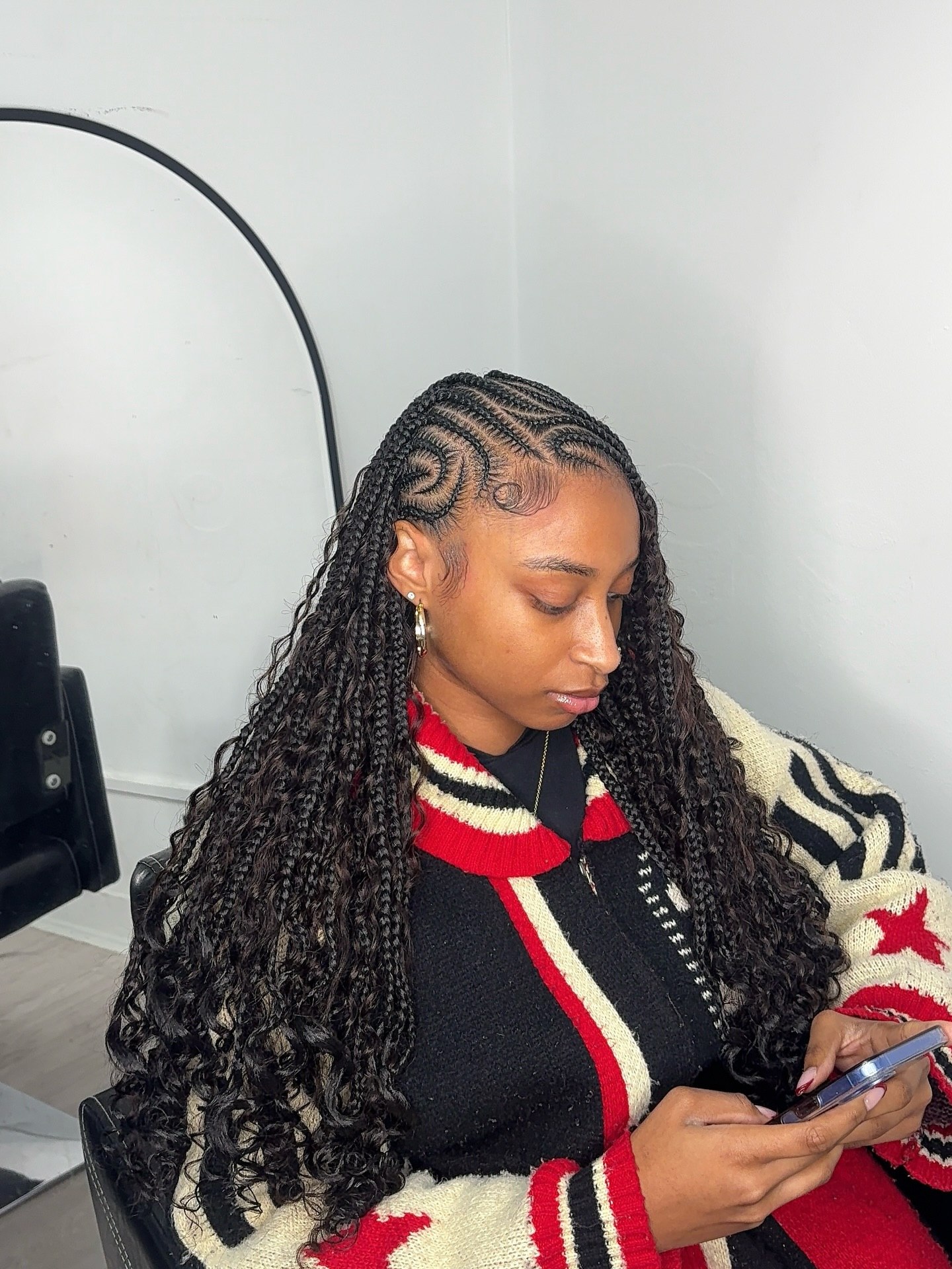 Curly Braided Hairstyle With Swirl Design