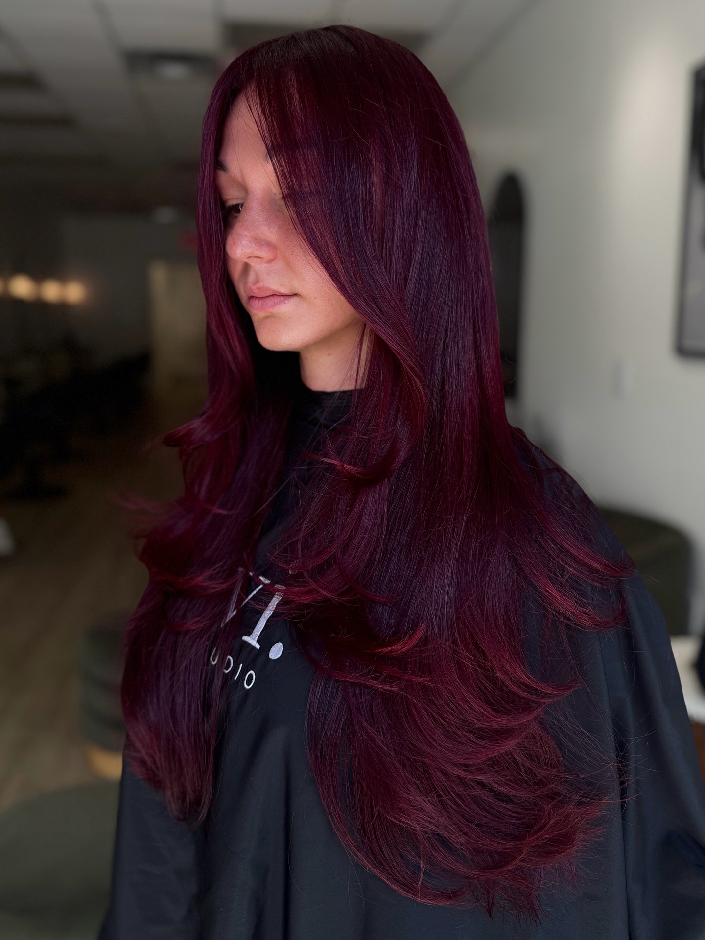 Deep Berry Red With Face Framing Layers