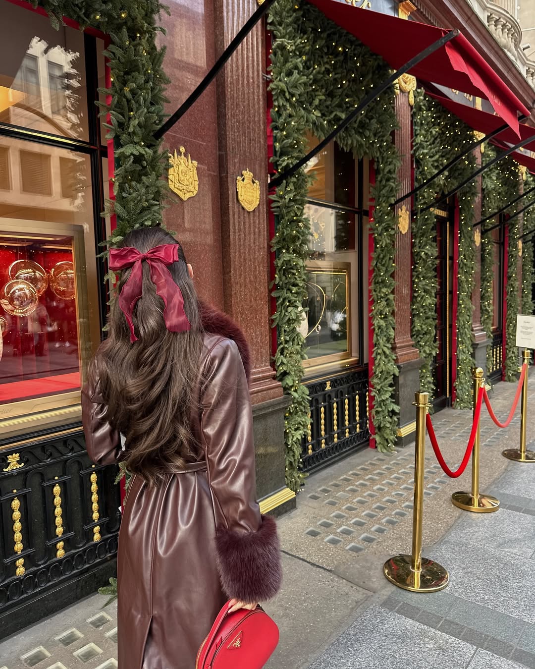 Deep Burgundy Waves With Chic Hair Bow