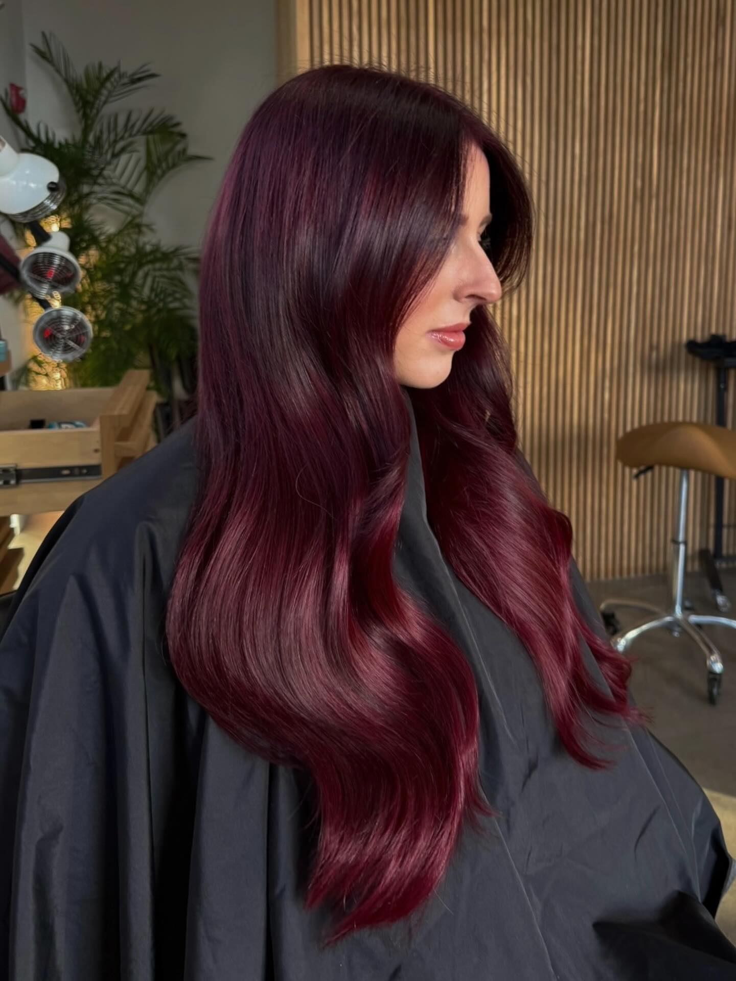 Deep Cherry Red Glossy Waves For Winter