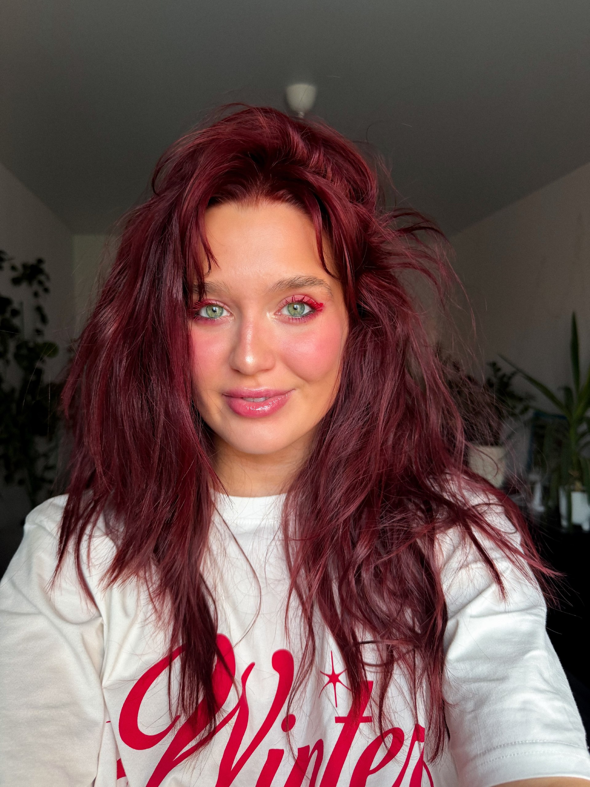 Deep Crimson Waves With Tousled Finish