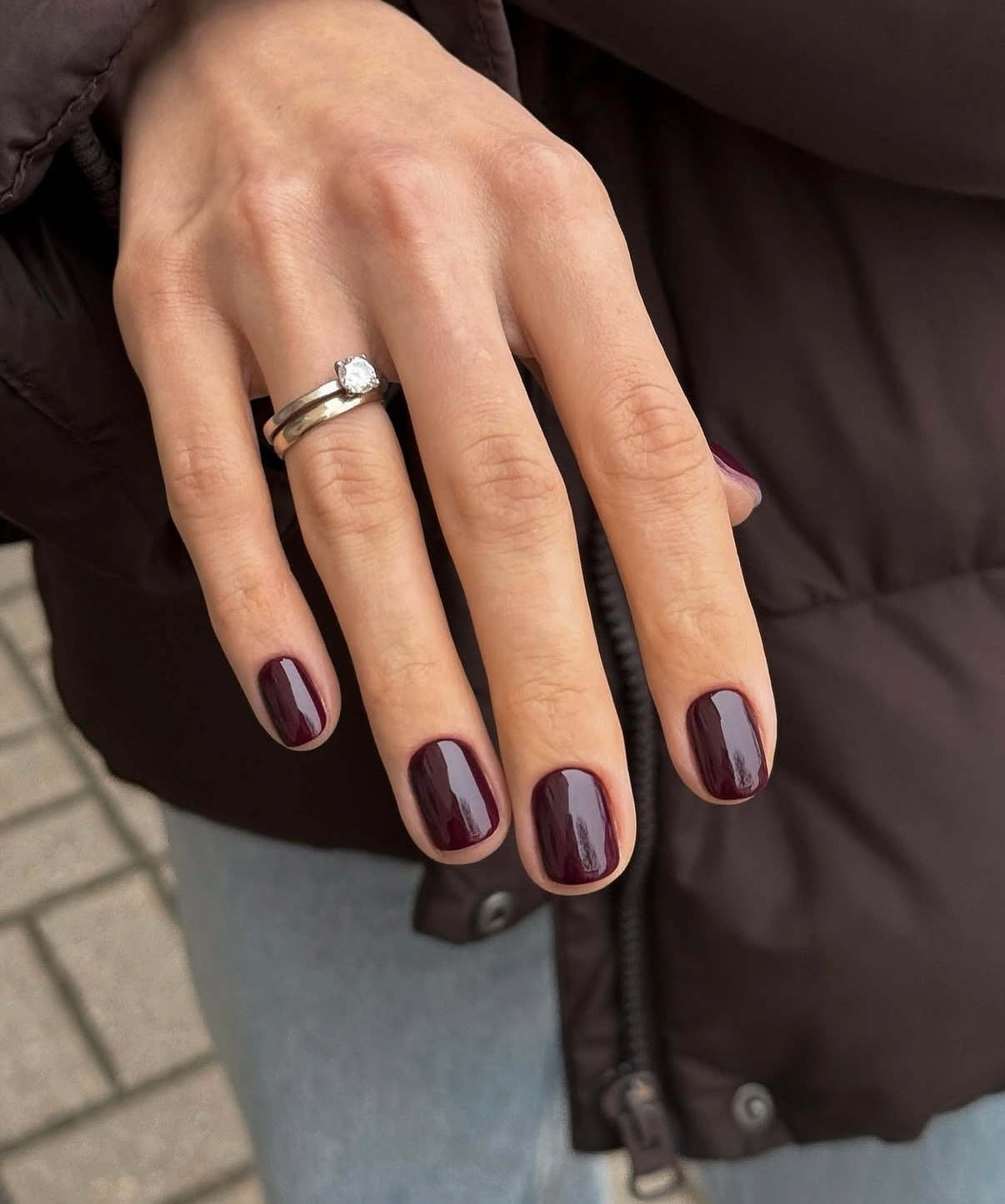 Deep Plum Glossy Short Squoval Nails