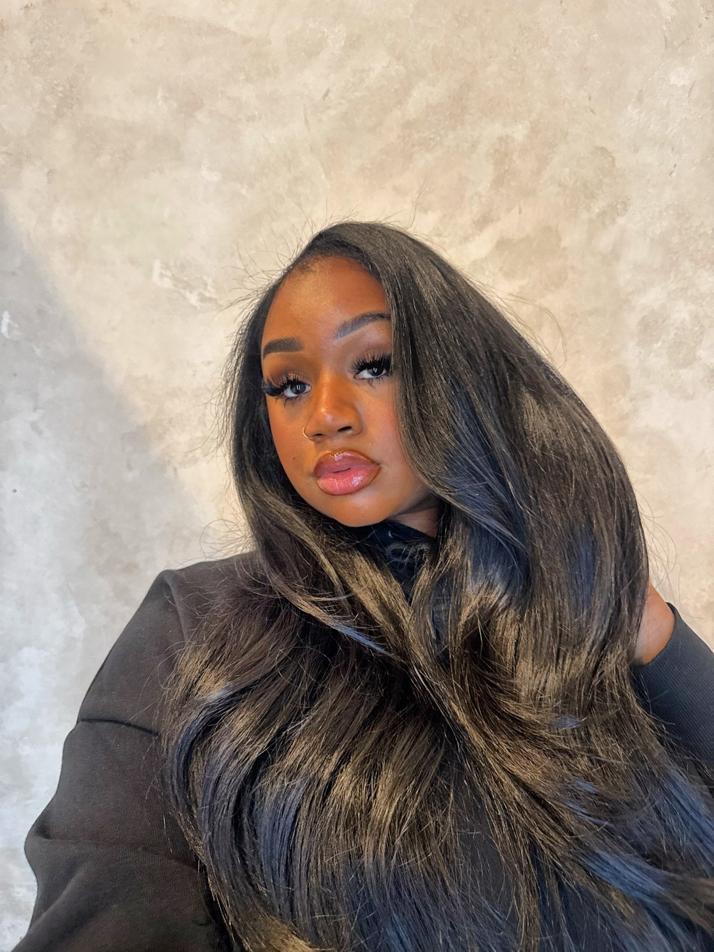 Deep Side Part Voluminous Waves With Dark Espresso