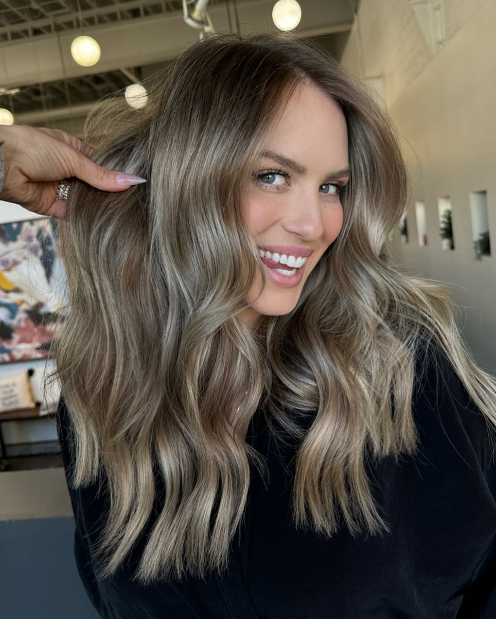 Dimensional Ash Blonde Waves With Face Framing