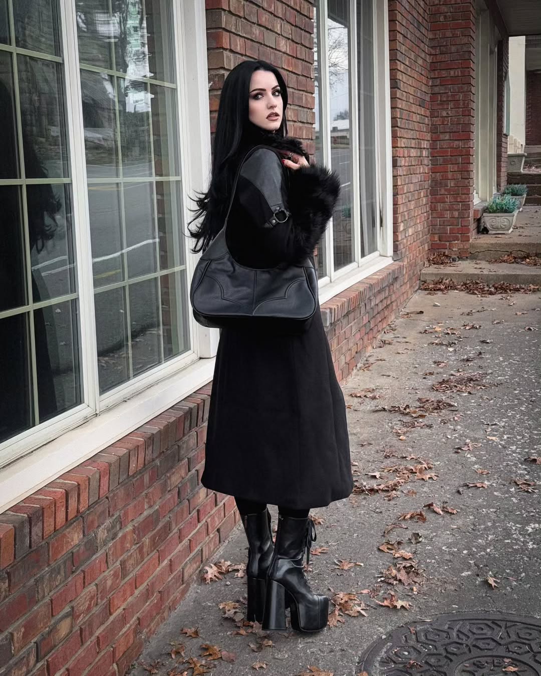Gothic Chic Black Midi Dress With Platform Boots