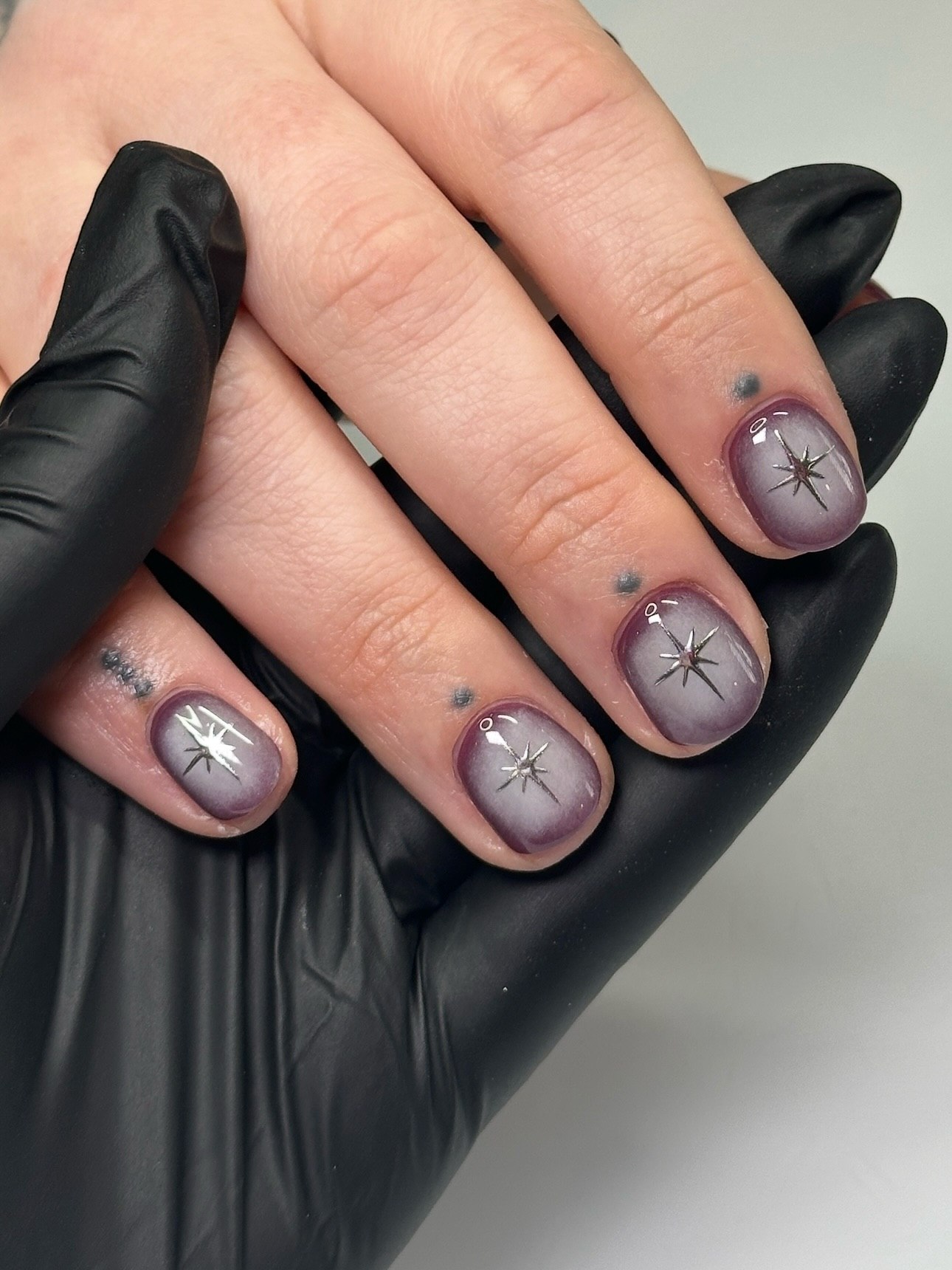 Gradient Starburst Short Winter Nails