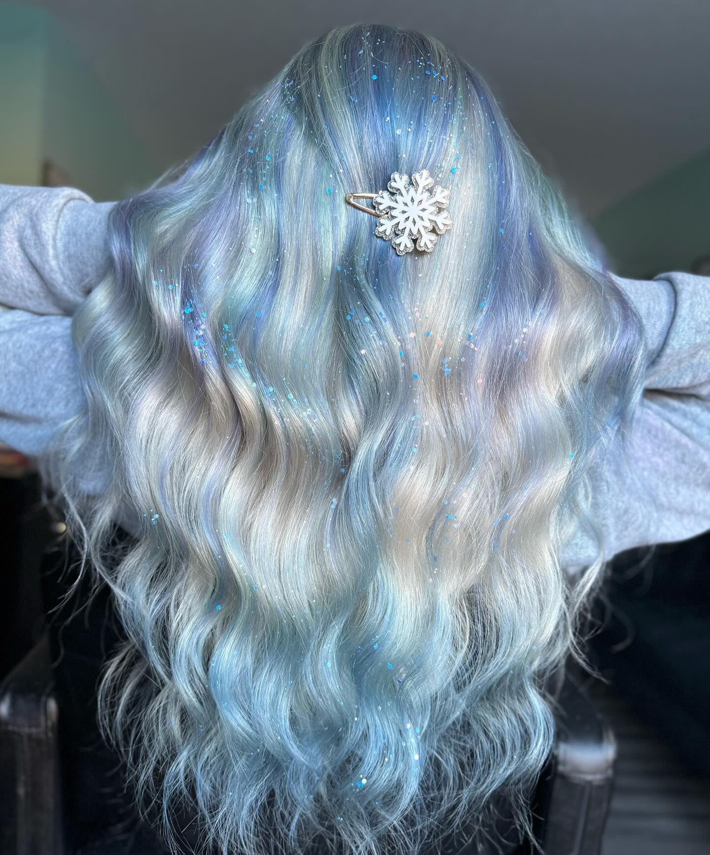 Icy Blue And Silver Glitter Christmas Hair