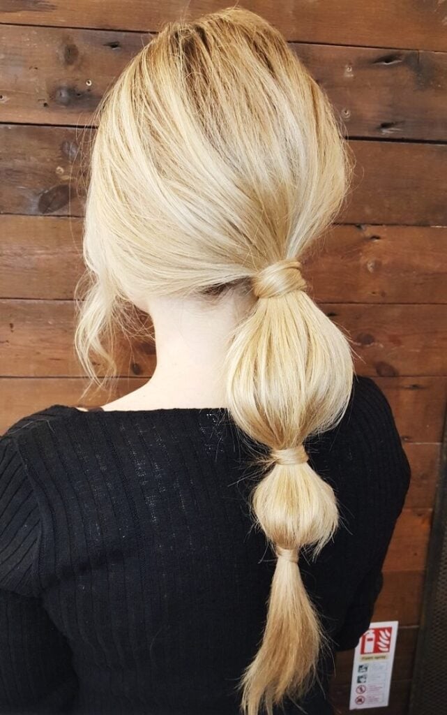 Blonde Bubble Ponytail Mid-Back — New Years Eve Hairstyles