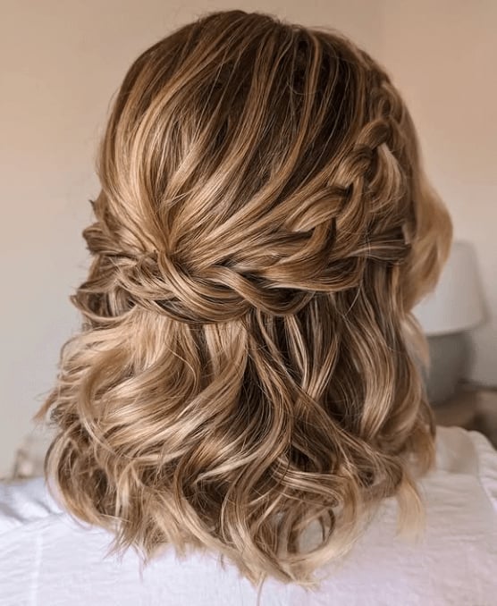 Half-Up Blonde Balayage With Braids — New Years Eve Hairstyles