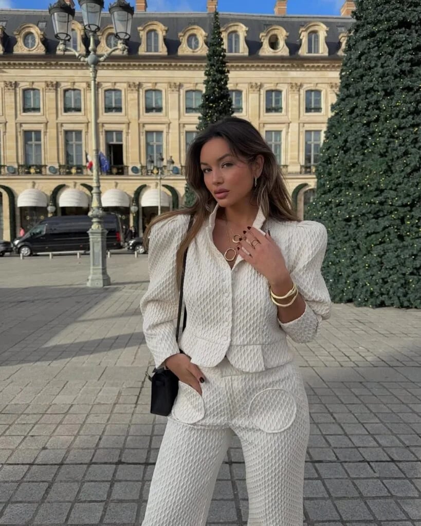 Textured matching suit for understated elegance, Close-Up Take — New Years Eve Outfits Casual