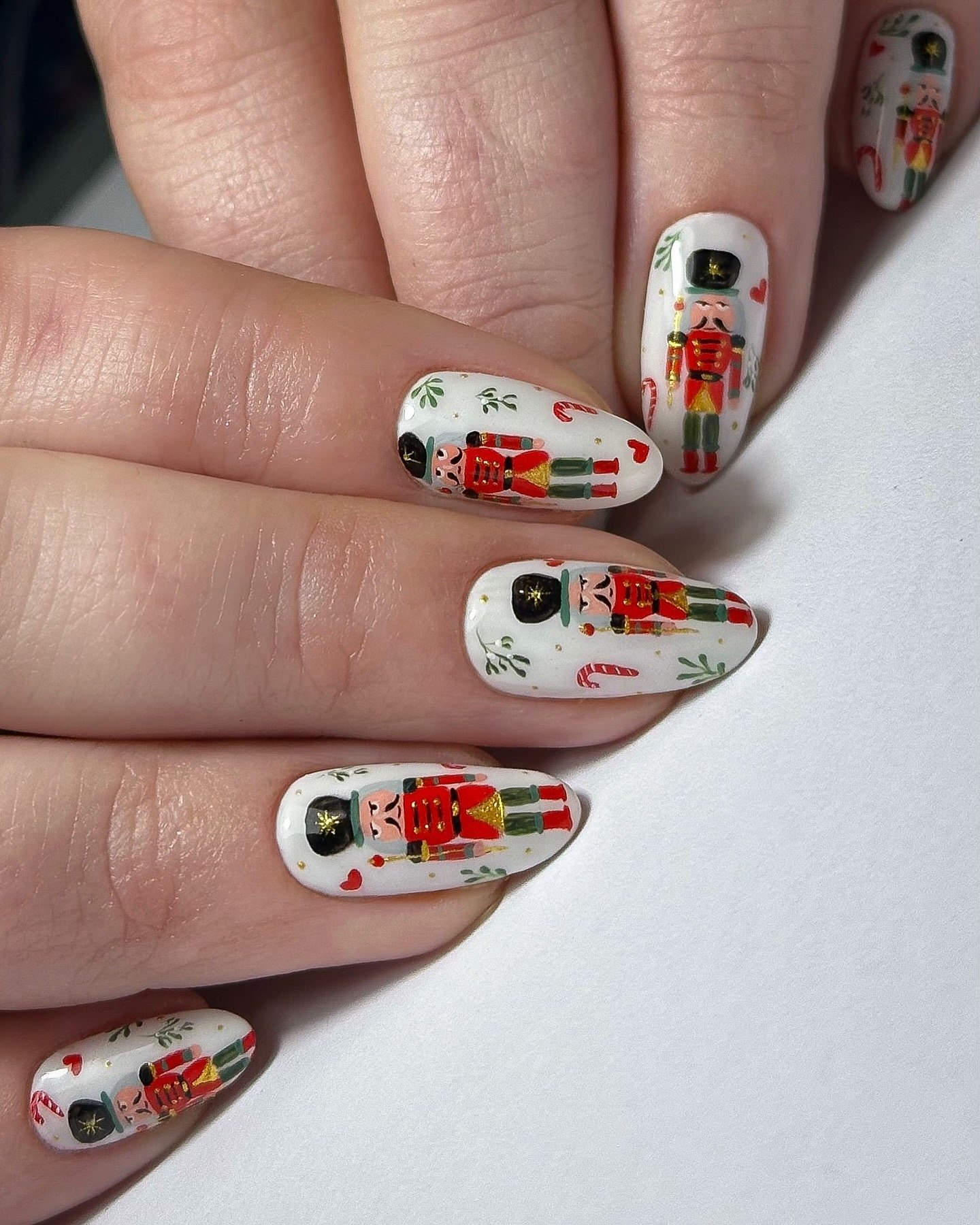 Nutcracker Soldier Christmas Oval Nails