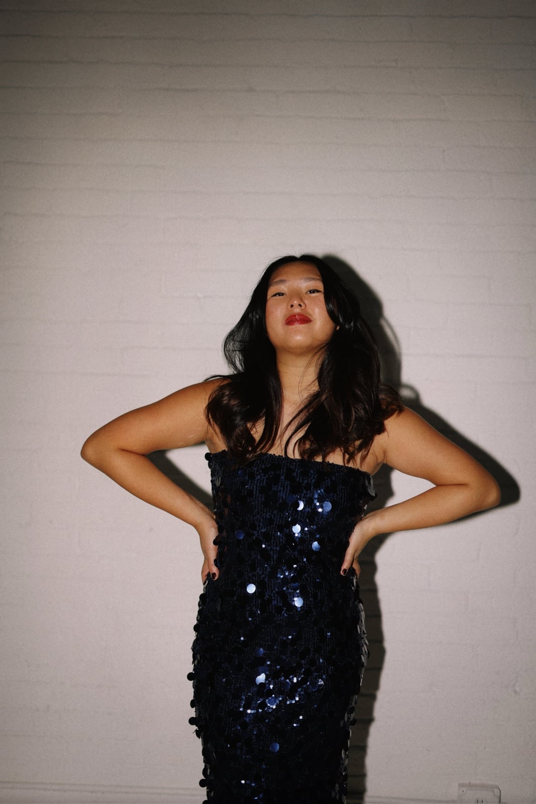 Dark Blue Strapless Sequin Dress — NYE Outfits
