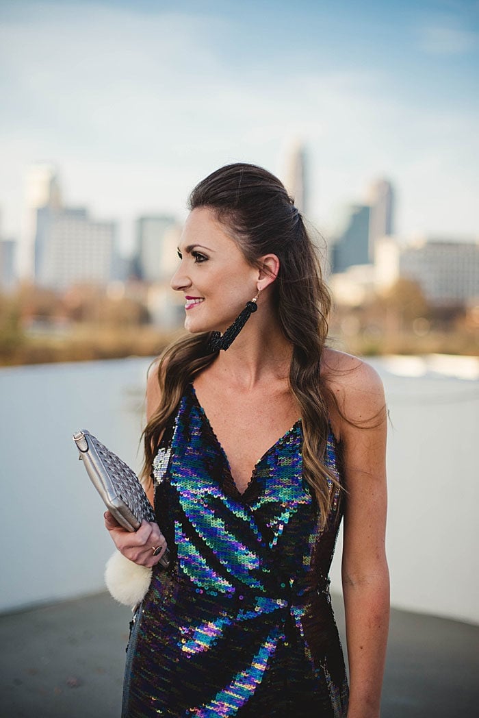Iridescent Sequin Wrap Dress — NYE Outfits