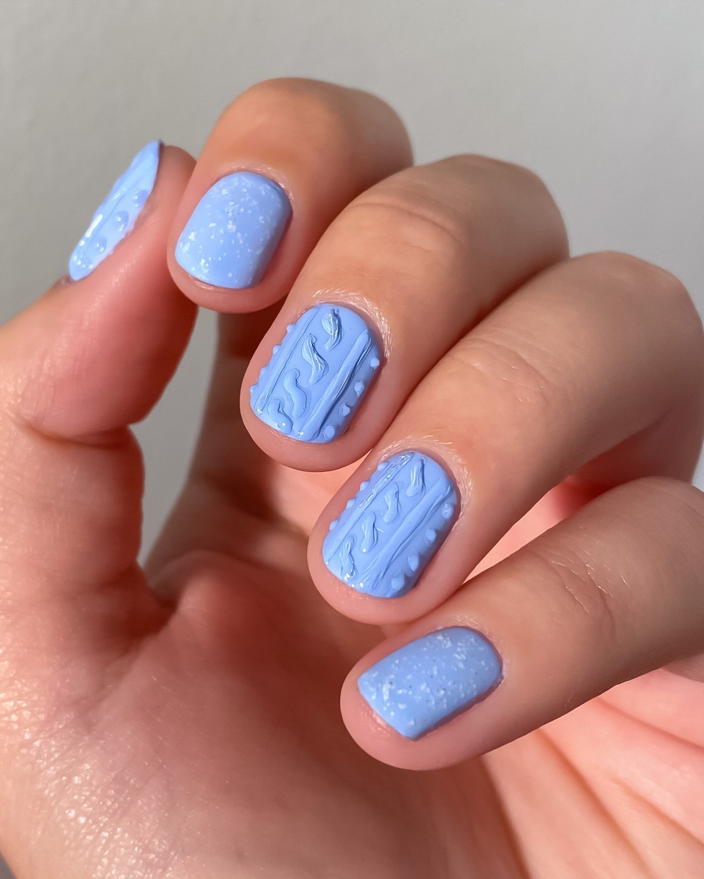 Periwinkle Blue Cable Knit Sweater Nails