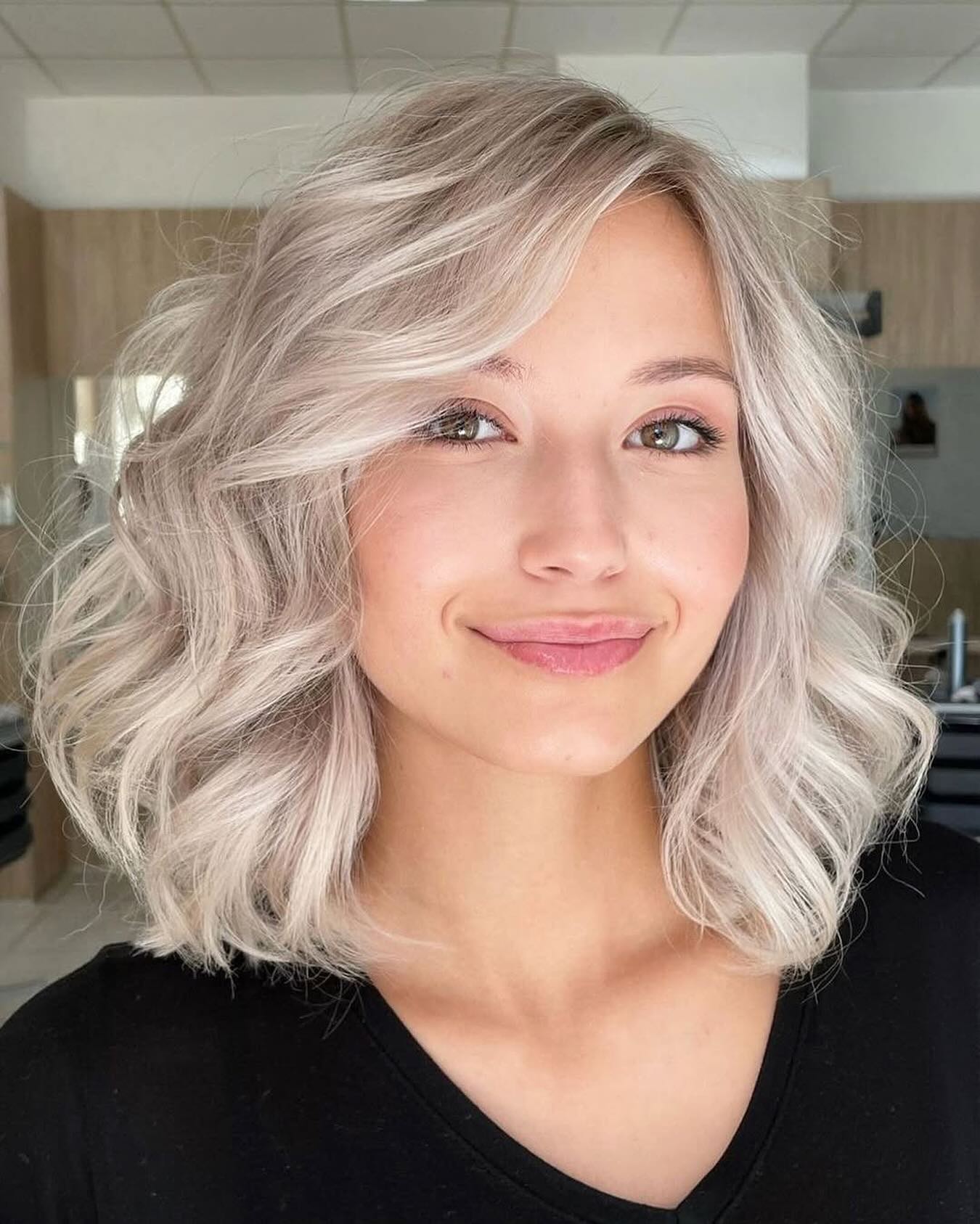 Platinum Blonde Beach Waves Bob