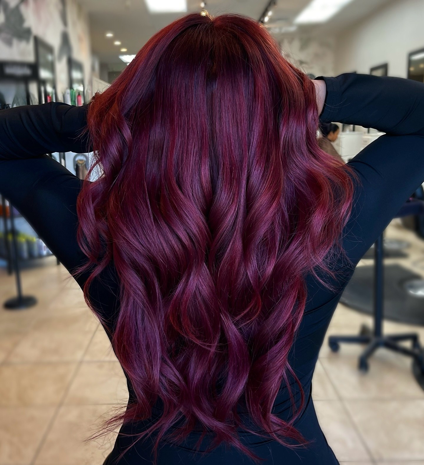Rich Cherry Cola Waves With Deep Auburn Undertones