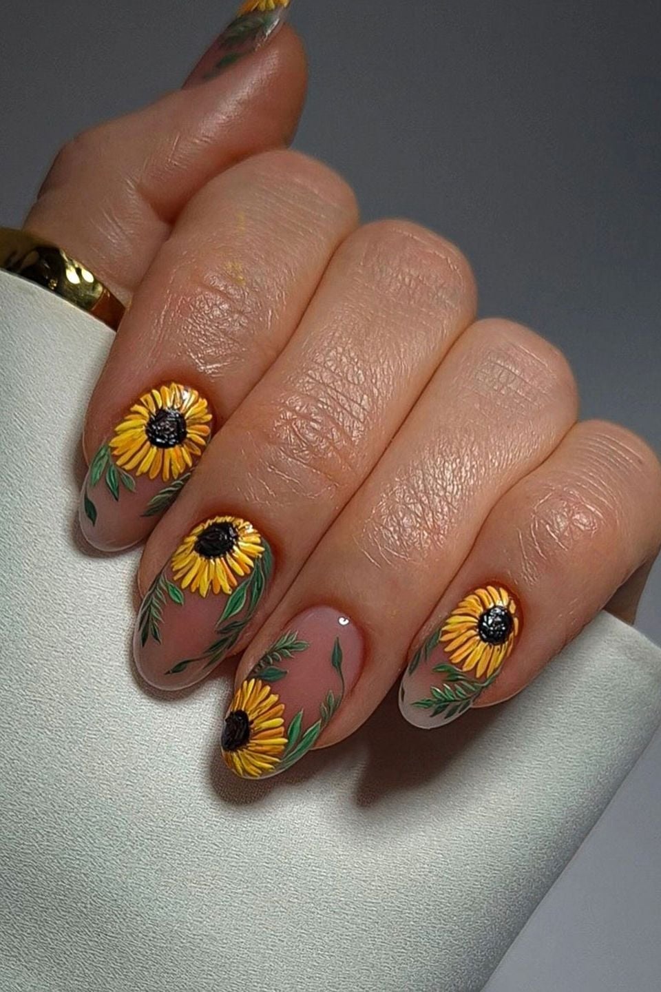 Simple Sunflower Nails 2027 with Abstract Designs