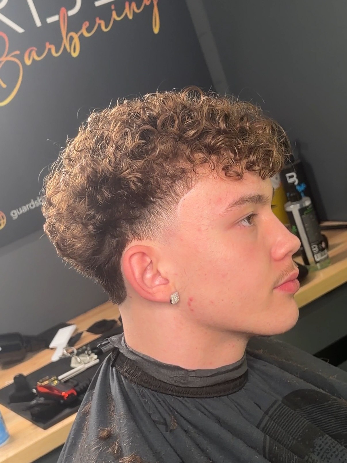 Textured Taper Fade With Curly Fringe