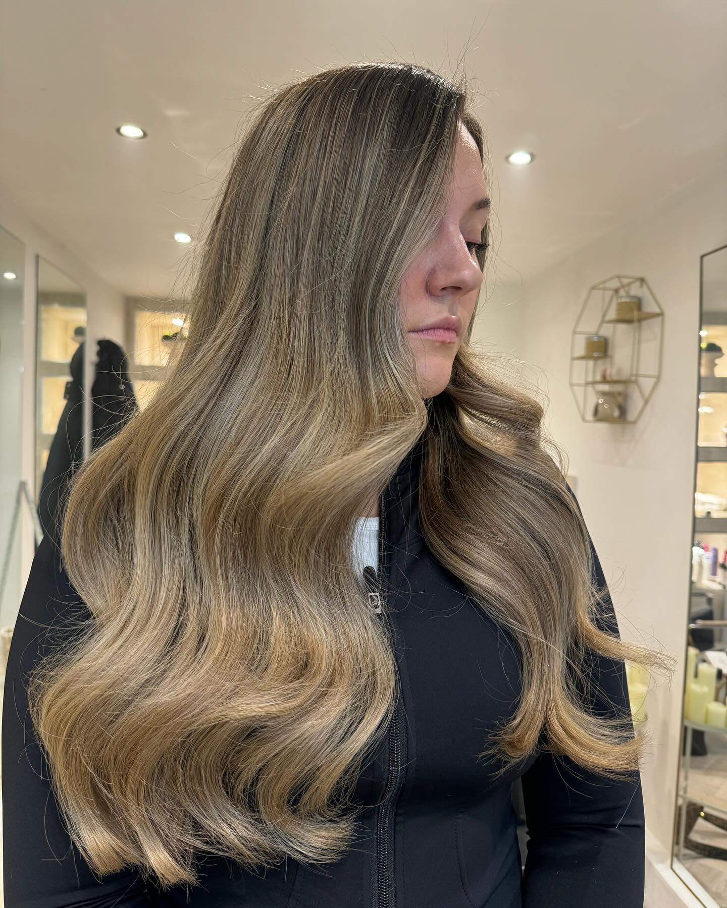 Toasted Honey Balayage With Loose Hollywood Waves