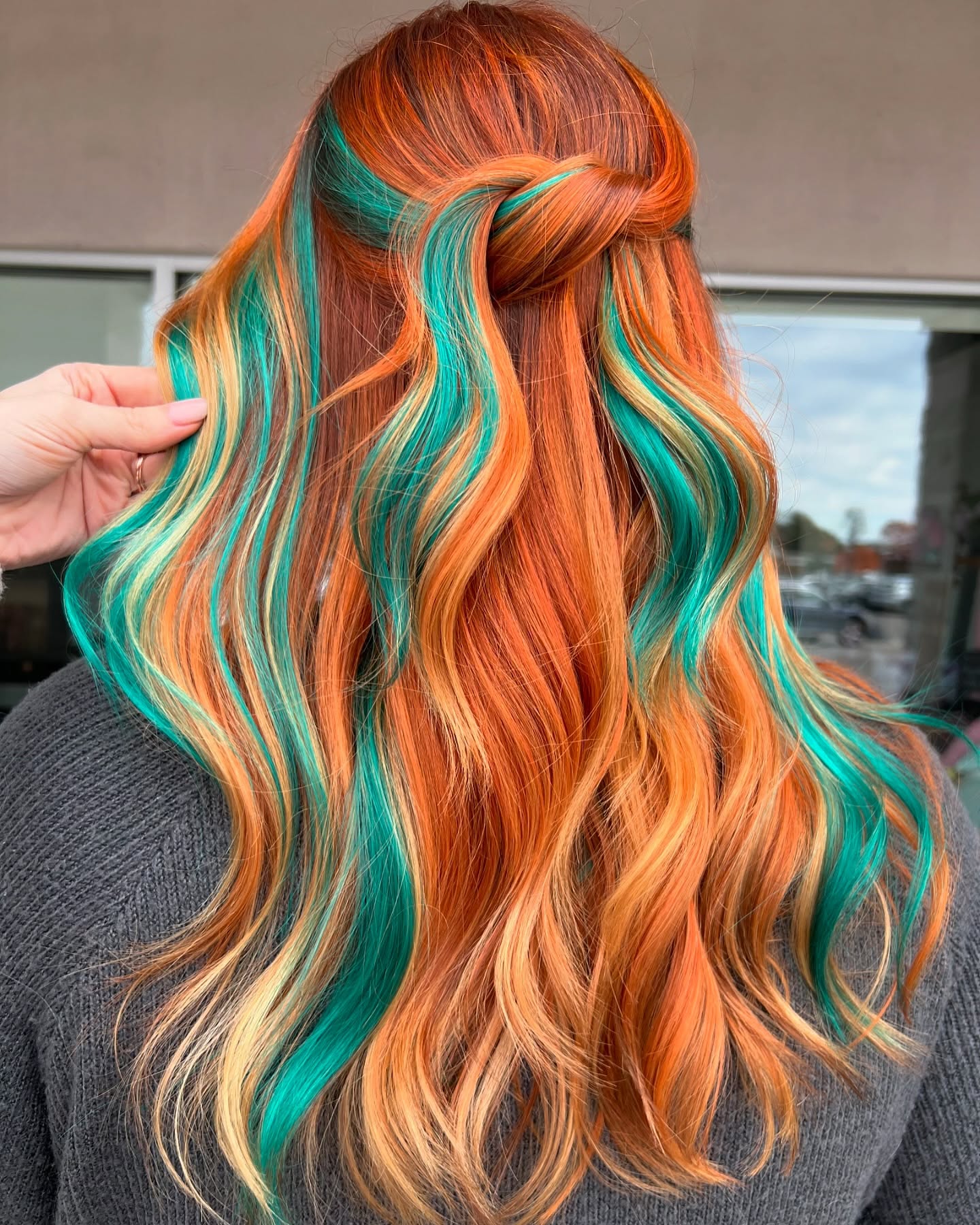 Vibrant Teal Streaks With Fiery Orange Waves