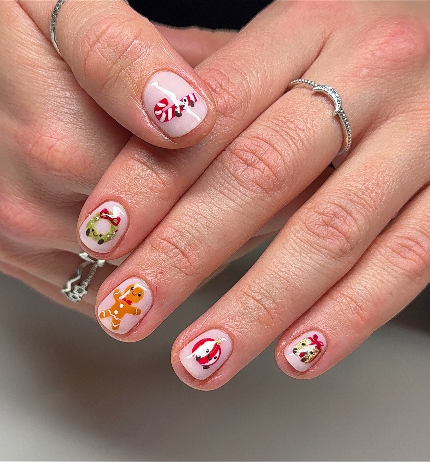 Whimsical Christmas Character Short Square Nails