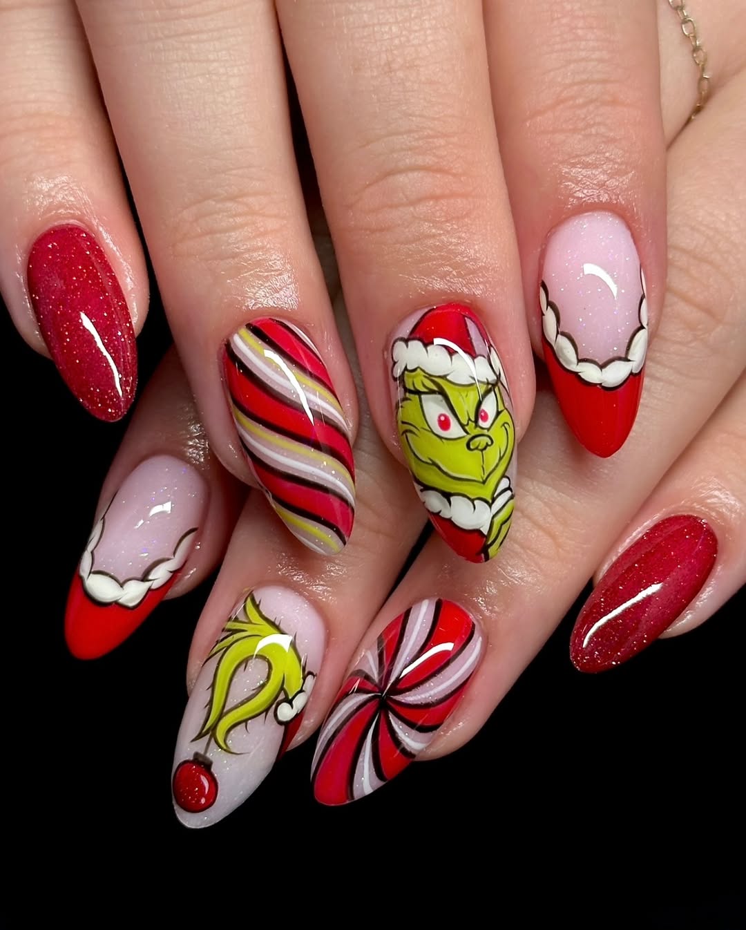 Whimsical Grinch Christmas Nail Art