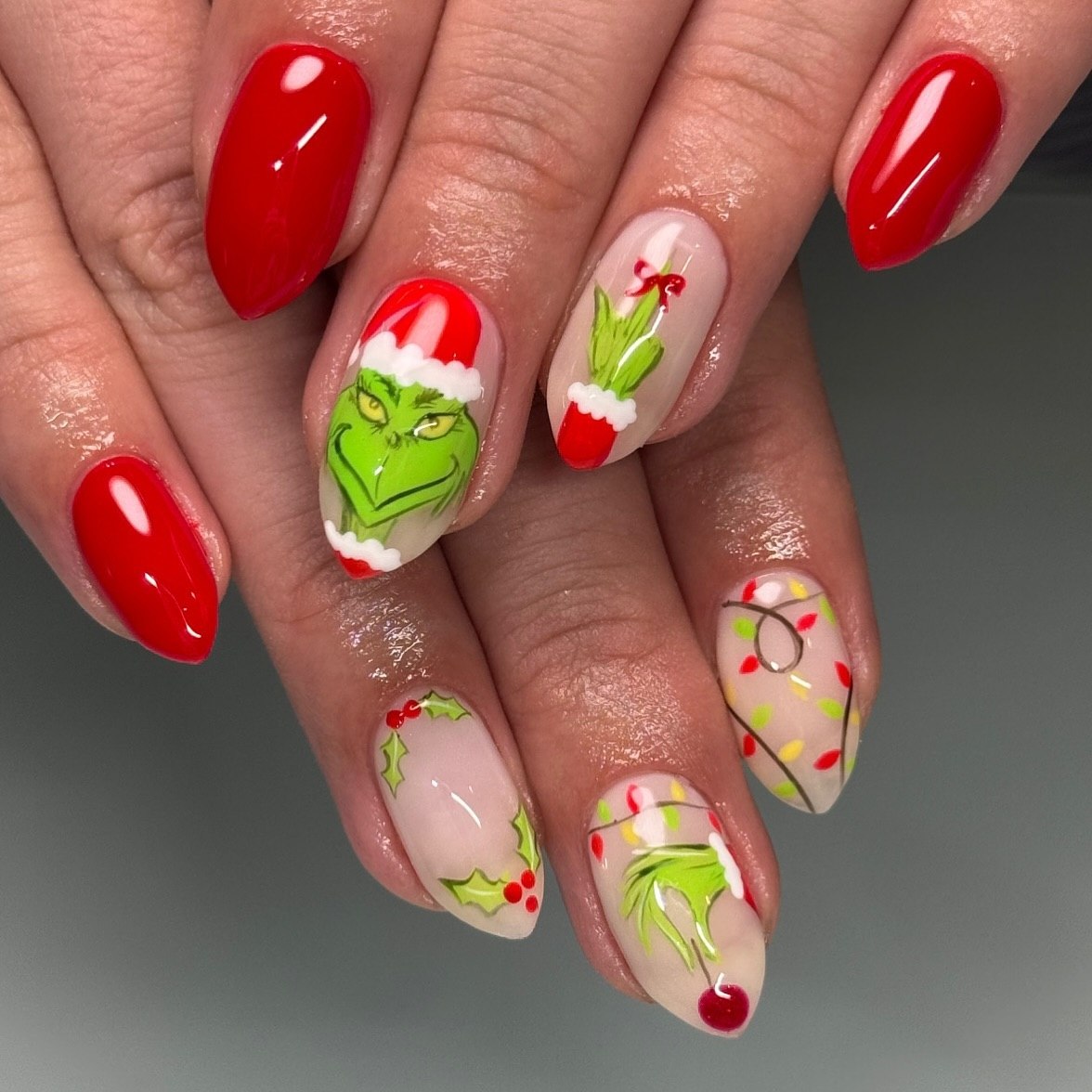 Whimsical Grinch Christmas Nail Art Designs