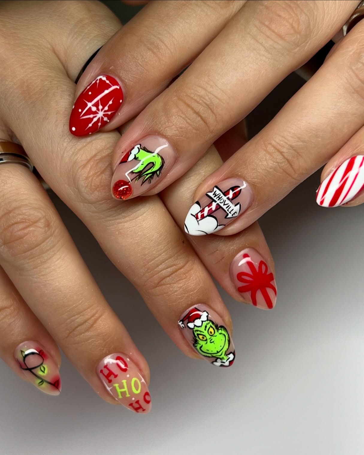 Whimsical Grinch Christmas Nail Art Designs