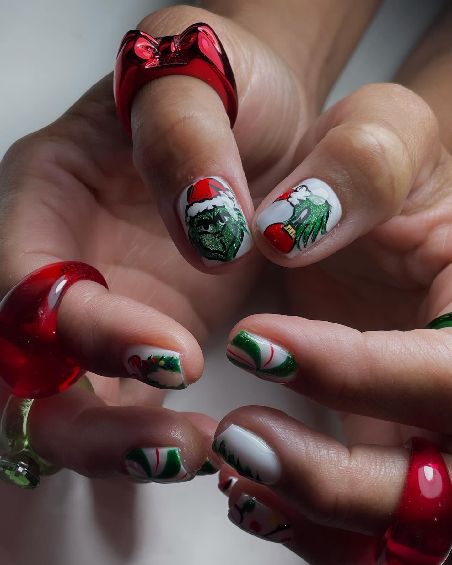 Whimsical Grinch Christmas Nail Art Designs