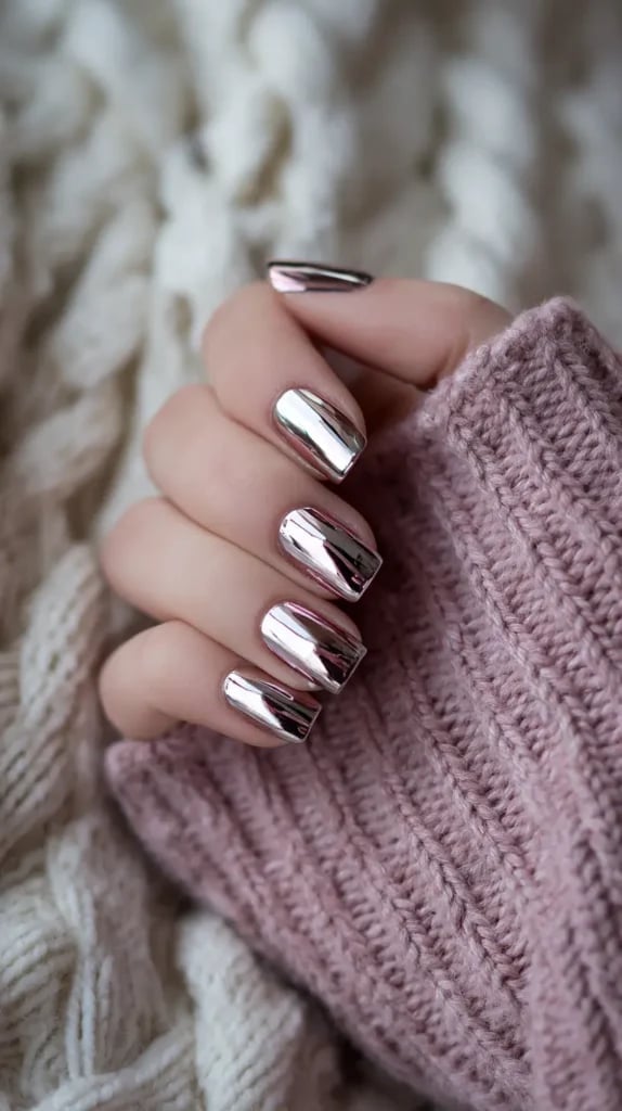 Medium Square Mirror Silver Chrome — Winter Chrome Nails