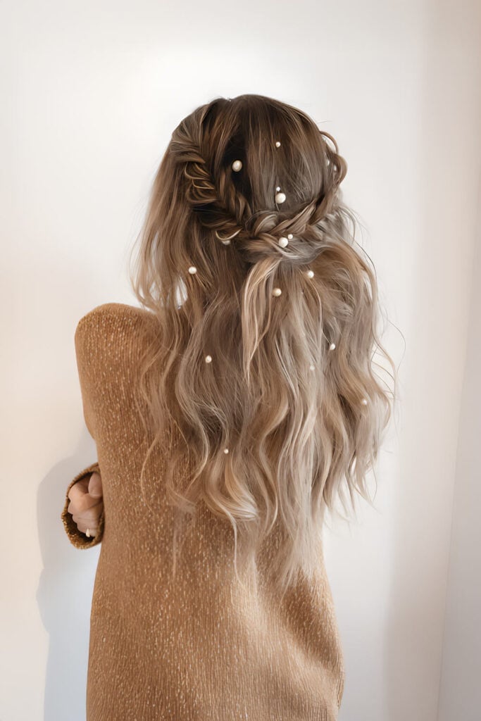 Half-Up With Braids and Pearls — Winter Formal Hairstyles