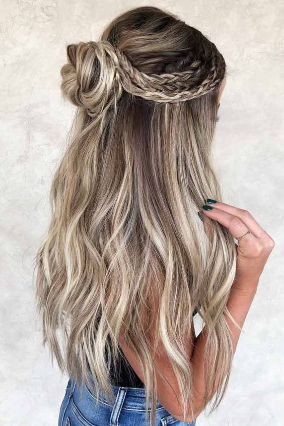 Long Braided Crown With Low Bun — Winter Formal Hairstyles