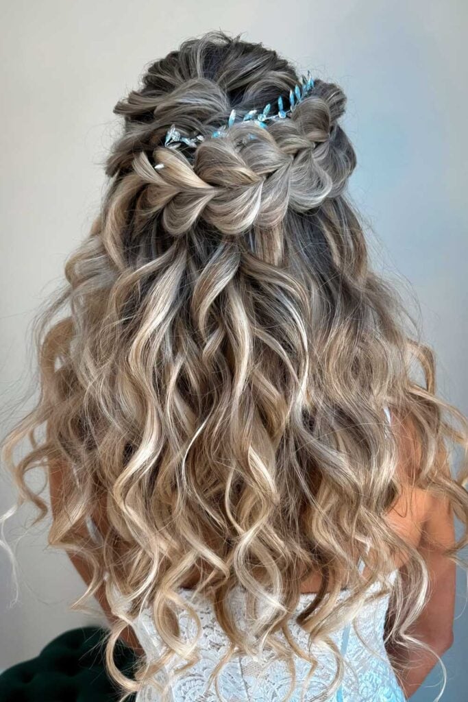Half-Up With Thick Braided Crown and Curls — Winter Formal Hairstyles
