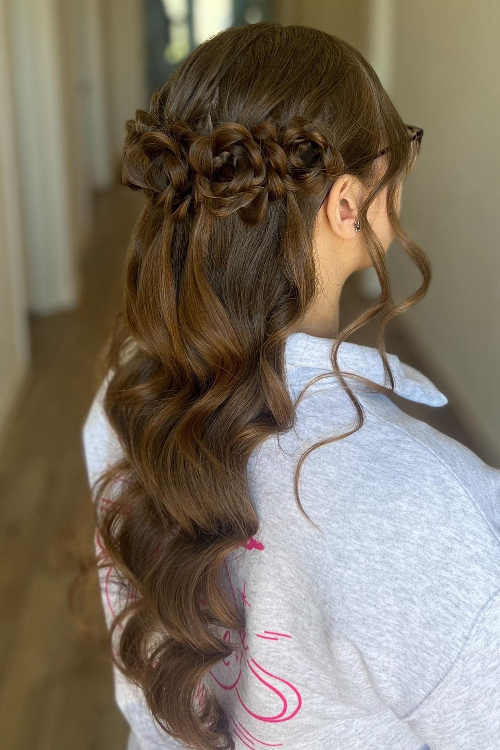 Half-Up With Braided Flowers and Curls — Winter Formal Hairstyles