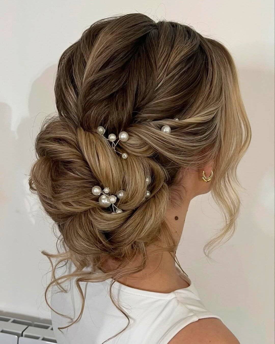 Intricate Braided Updo With Pearl Pins — Winter Formal Hairstyles