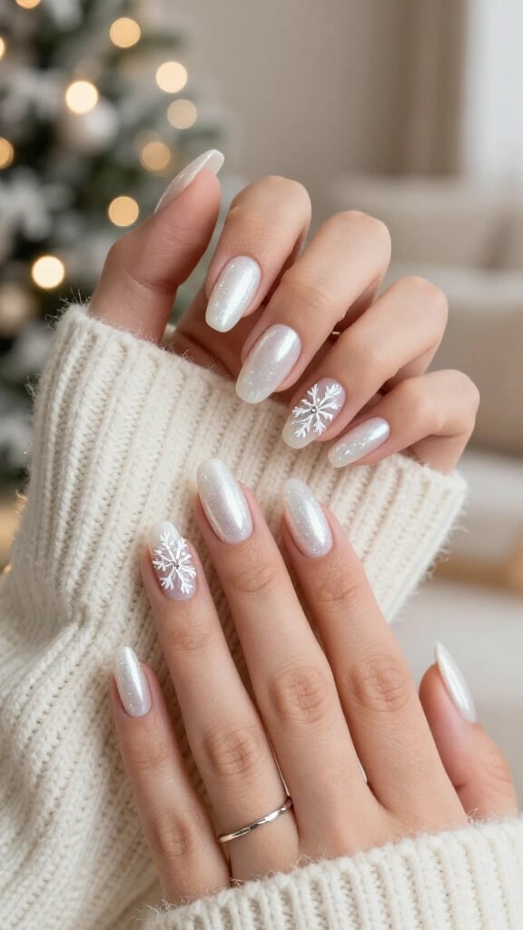 16 December Nails White Designs That Sparkle All Winter Long - Larewa