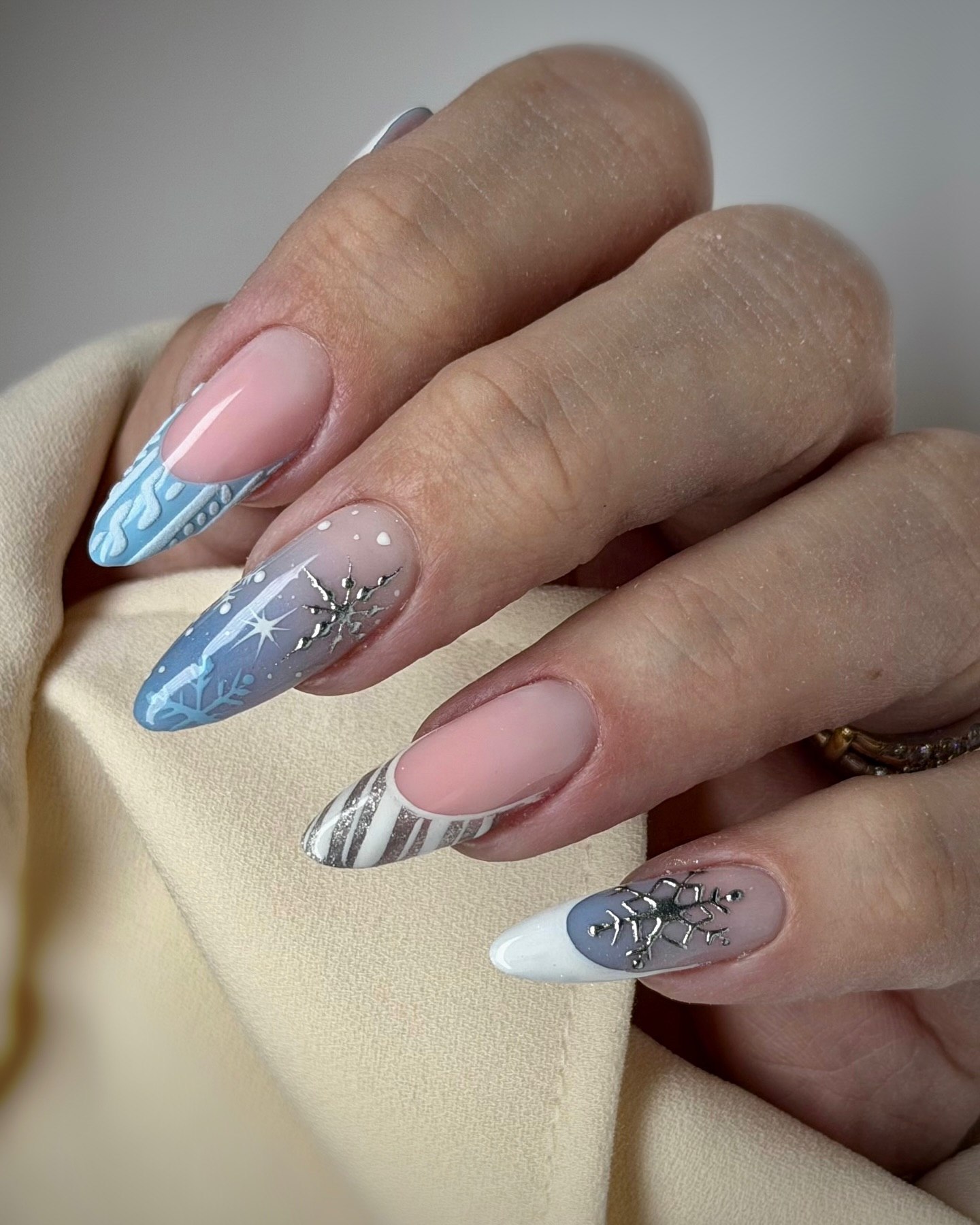 Winter Wonderland French Tip Nail Art
